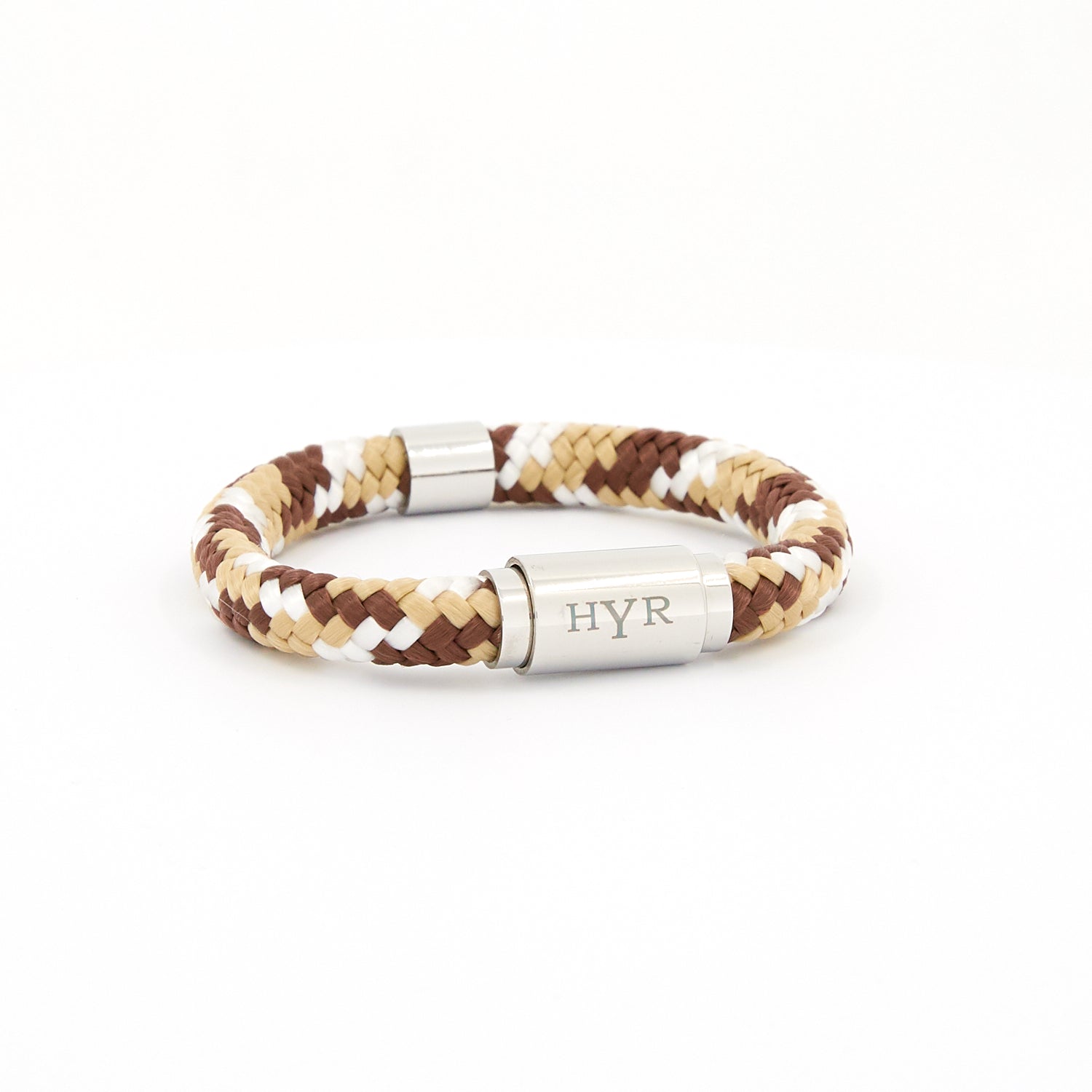 Combat Brown mix rope bracelet - silver