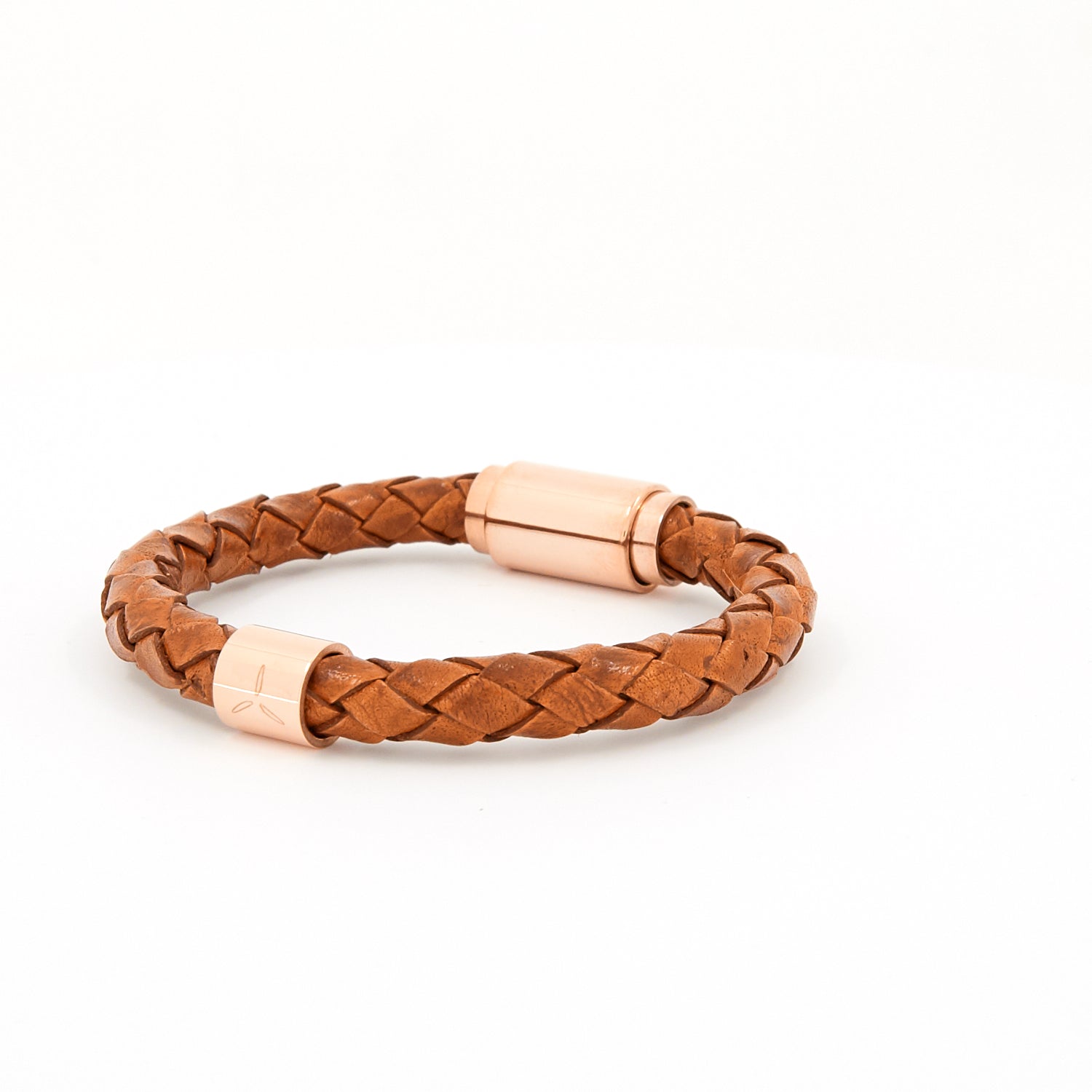 Aviator leather bracelet -  rose gold